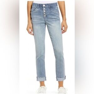 Wit & Wisdon Ab Solution High Rise Five Button Raw Hem Vintage Skinny 10
